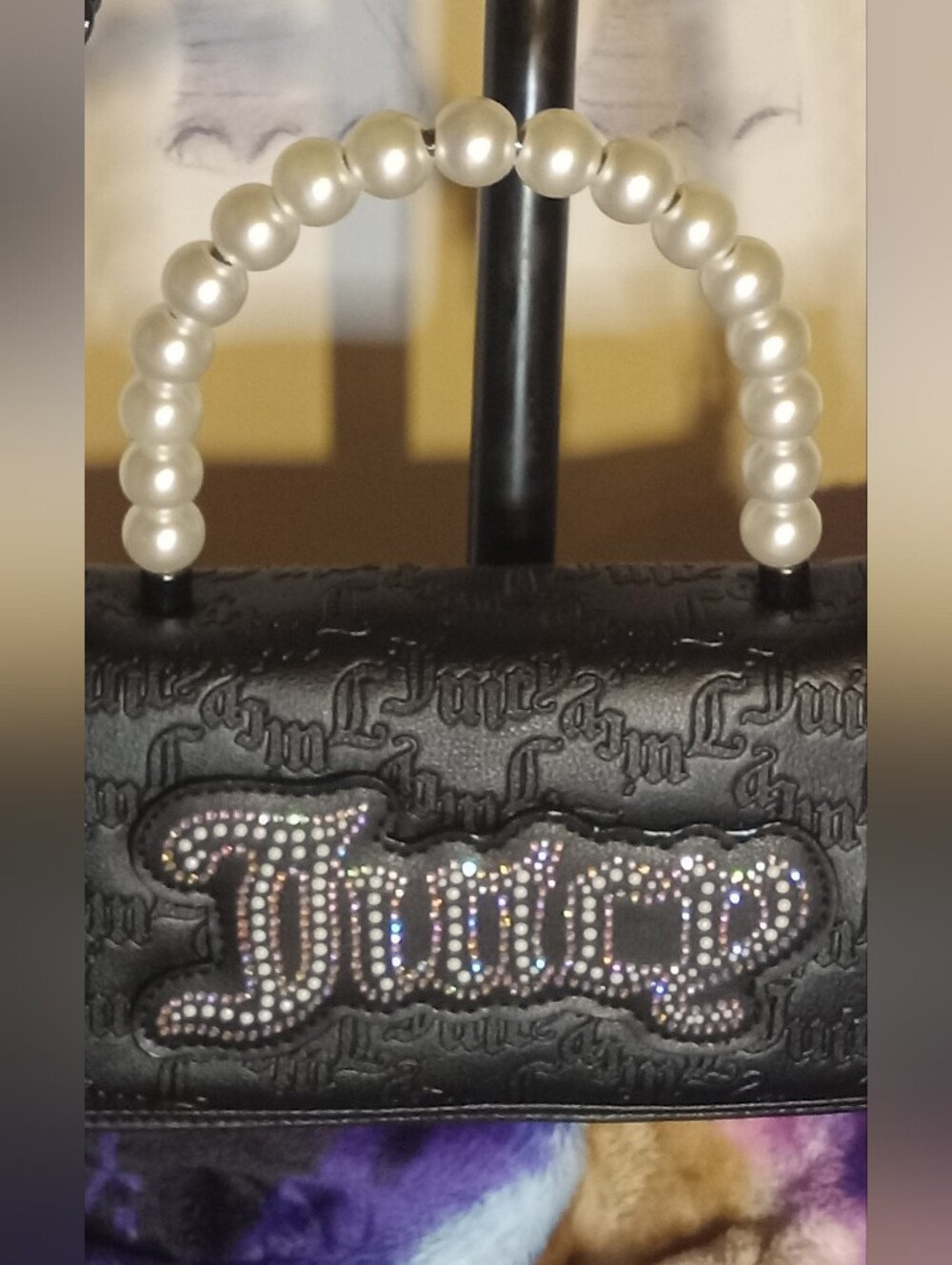 Juicy Couture Liquerice String Of Pearls Bag W/ Crossbody Strap NWT